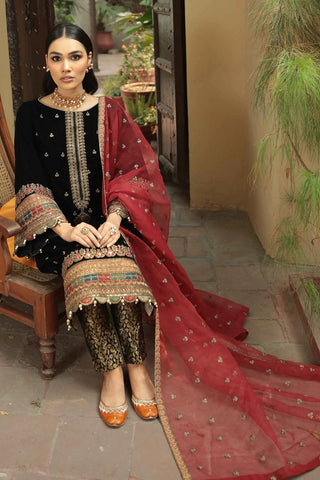 ASIM JOFA VELVET COLLECTION  EMBROIDERED FORMAL SUIT-03