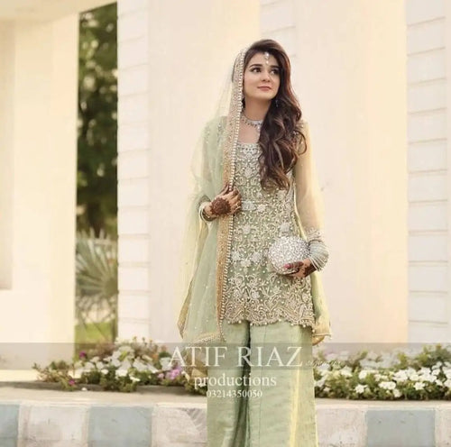 ATIF RIAZ NEW GREEN NET PARTY  WEAR