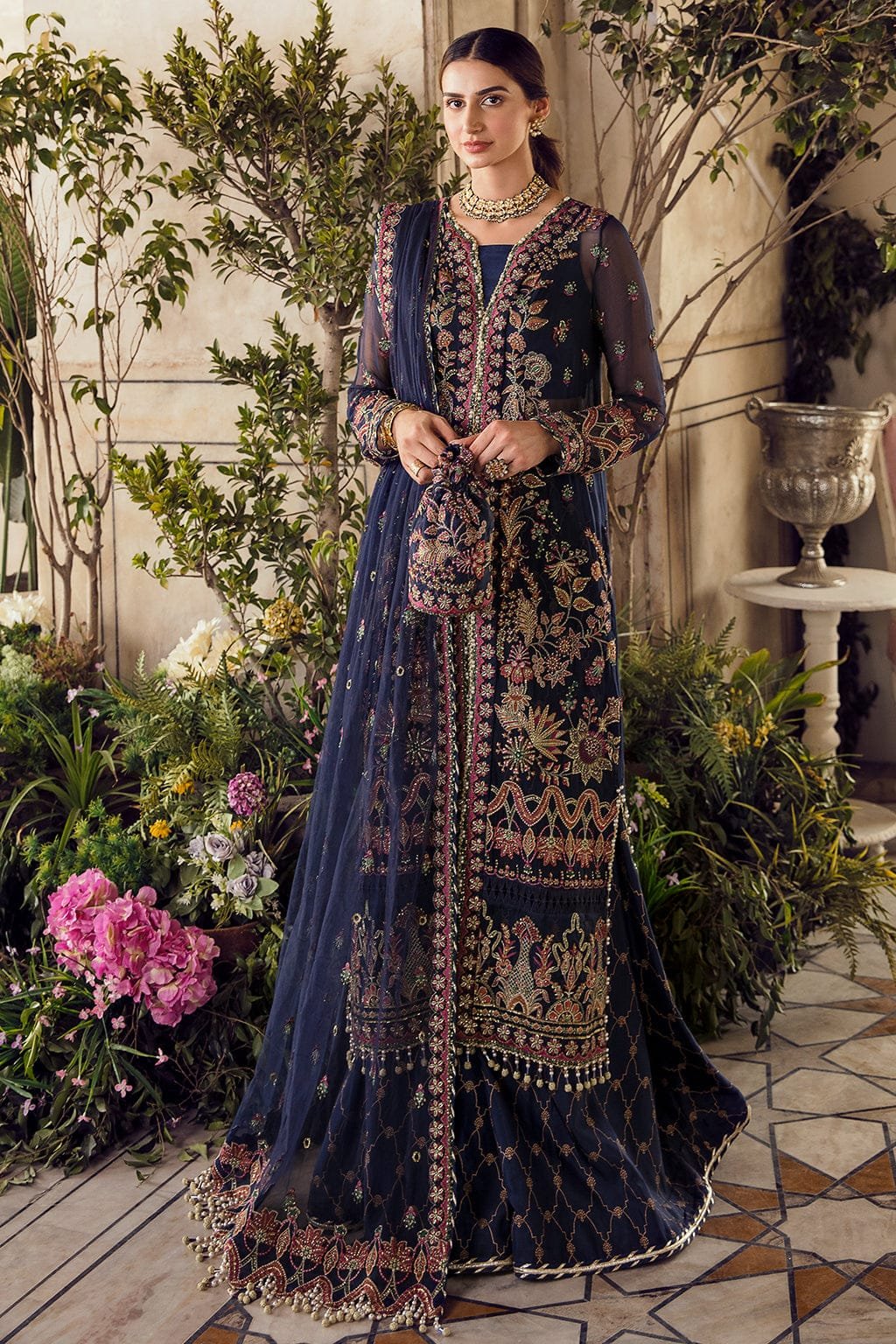 Afrozeh Blue Exclusive Collection Chiffon