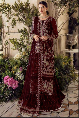 Afrozeh Maroon Exclusive Collection Chiffon Replica