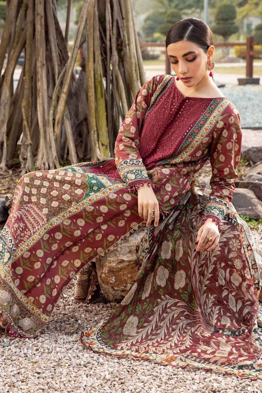 Maria B Maroon M Print Lawn Collection Replica1