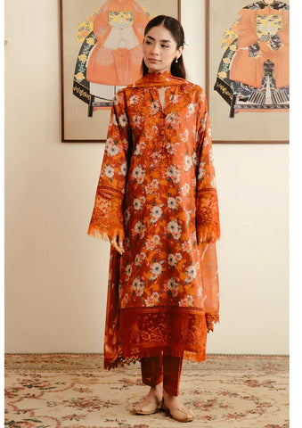 Afrozeh Orange Digital Printed Lawn Collection Replica