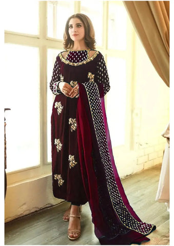 Afrozeh Maroon Formal Collection Micro Velvet