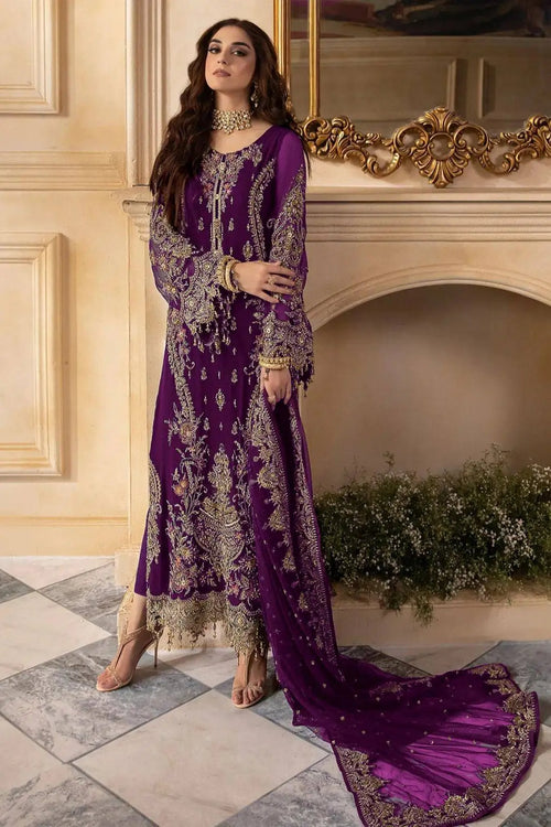 CHARIZMA NEW PURPLE CHIFFON PARTY WEAR