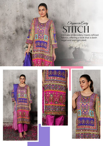 Haris Shakeel Crepe Silk Hand Embellished 3 Piece Dress - J0460