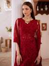 MAHNUR NEW RED LAZER CHIKANKARI LAWN COLLECTION