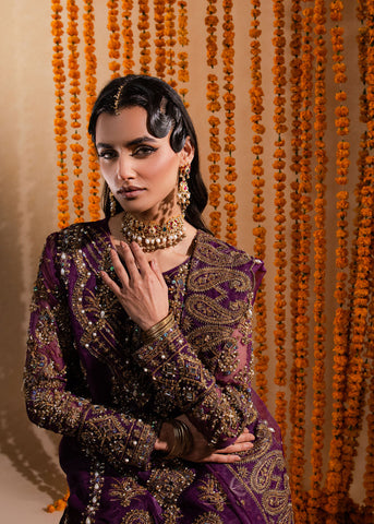 MARIA OSAMA NEW PURPLE BRIDAL WEAR LEHENGA  FBEZ-100