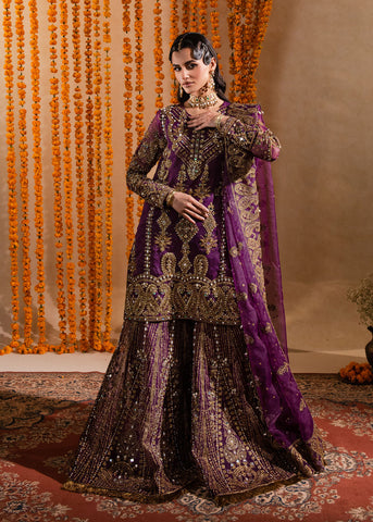 MARIA OSAMA NEW PURPLE BRIDAL WEAR LEHENGA  FBEZ-100