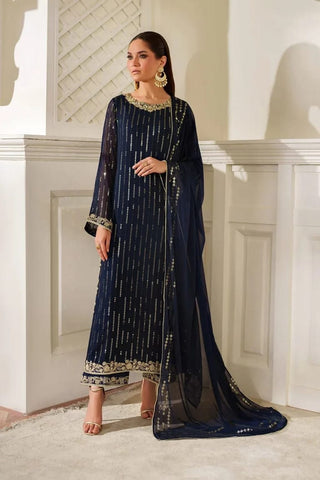 IZNIK NEW BLUE CHIFFON PARTY WEAR DBZZ-122