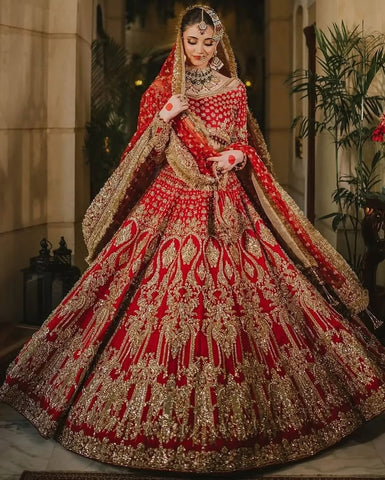 MAHA WAJAHAT NEW RED CHIFFON BRIDAL WEAR MAXI