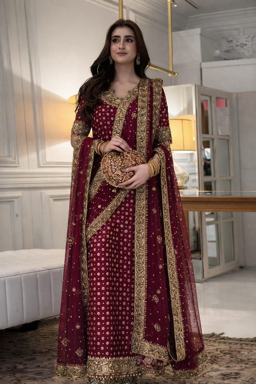 HARIS SHAKEEL NEW SHOCKING PINK CHIFFON PARTY WEAR