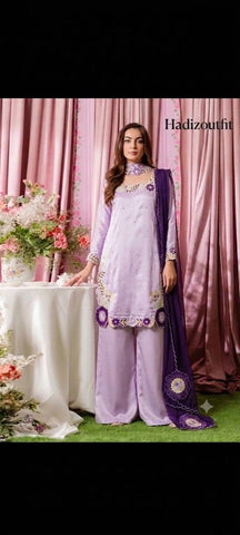 HADIZOUTFIT NEW LILAC SILK PARTY WEAR CGEZ-126