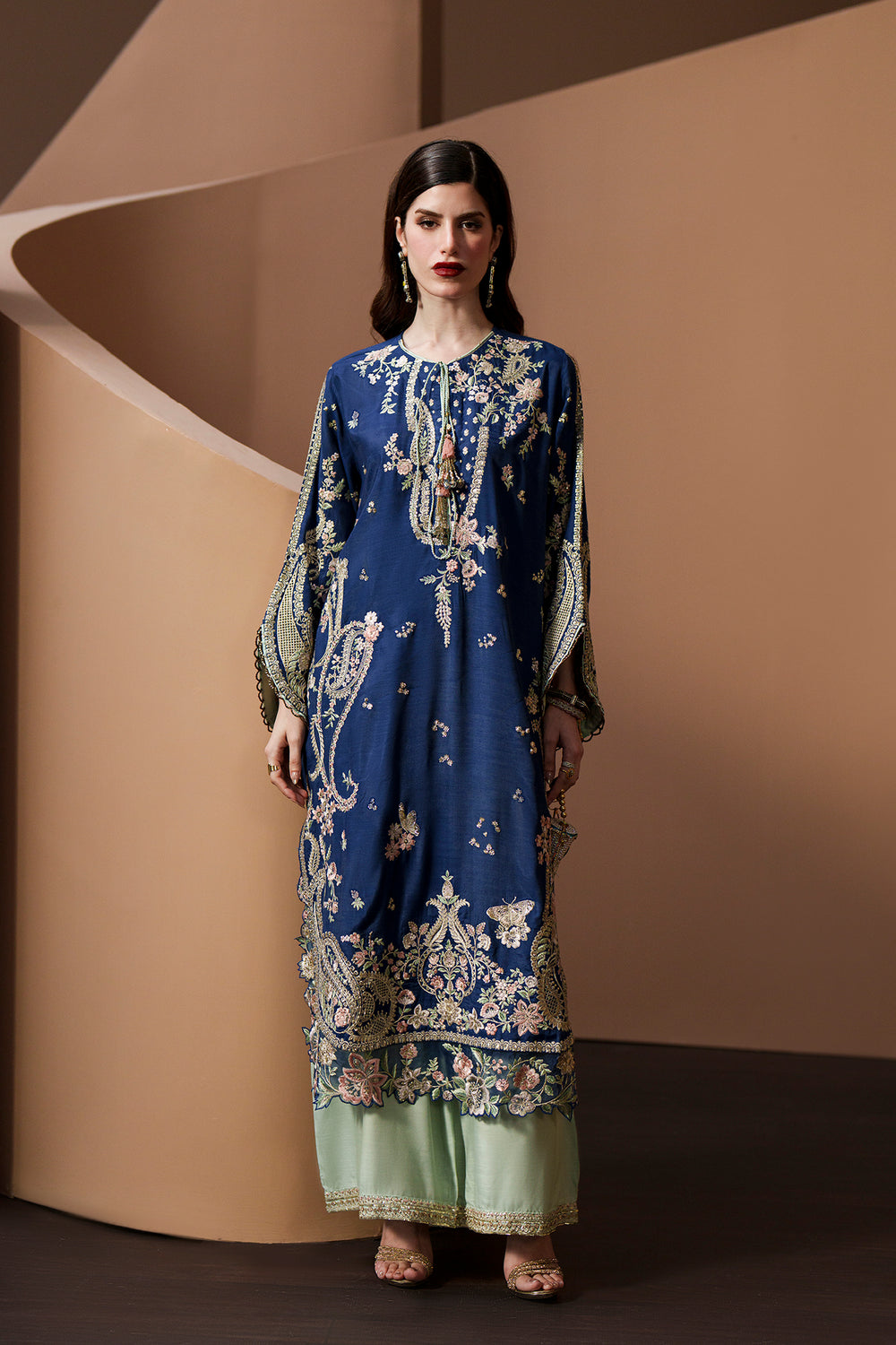 ETHNC NEW 3PC KAAFTAN STYLE RAWSILK PARTY FDZZ-148