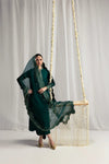 ZAIB NEW BOTTLE GREEN RAW SILK PARTY WEAR DEZZ-005