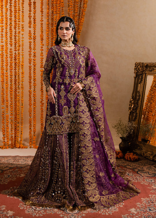 MARIA OSAMA NEW PURPLE BRIDAL WEAR LEHENGA  FBEZ-100