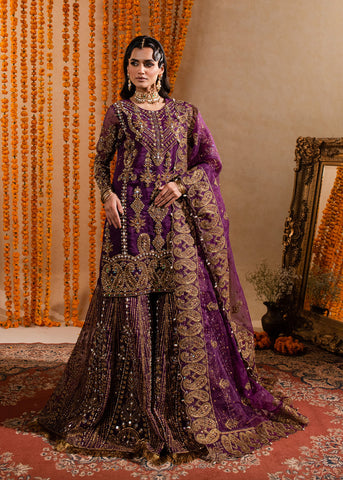 MARIA OSAMA NEW PURPLE BRIDAL WEAR LEHENGA  FBEZ-100