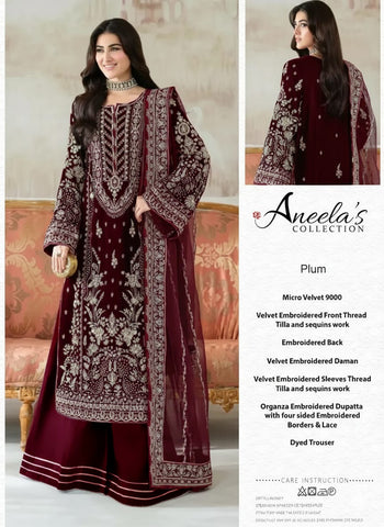 ANEELAS NEW MAROON HAND MADE PARTY WEAR