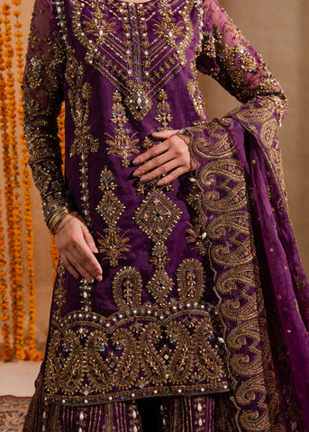 MARIA OSAMA NEW PURPLE BRIDAL WEAR LEHENGA  FBEZ-100