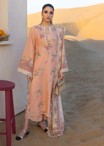 CRIMSON NEW PEACH CHIKANKARI LUXURY LAWN COLLECTION