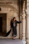 HADIZOUTFIT NEW BLACK SILK KAFTAN PARTY WEAR CBEZ -225