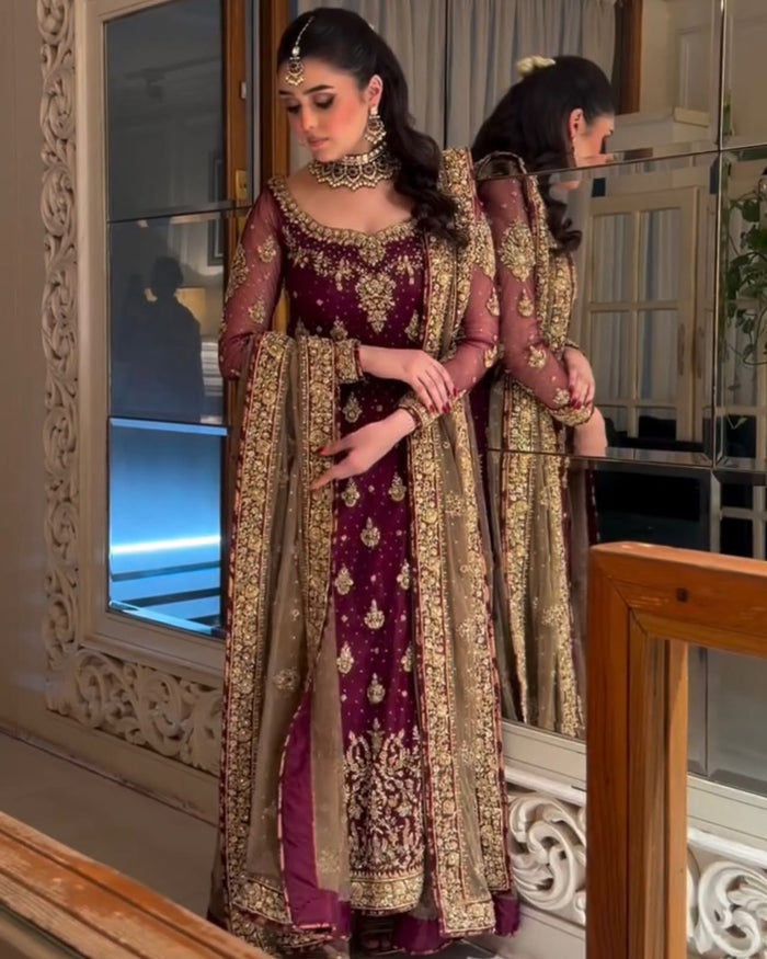 HARIS SHAKEEL NEW SHOCKING PINK CHIFFON PARTY WEAR DFEZ-161