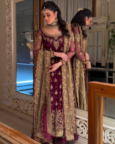 HARIS SHAKEEL NEW SHOCKING PINK CHIFFON PARTY WEAR DFEZ-161