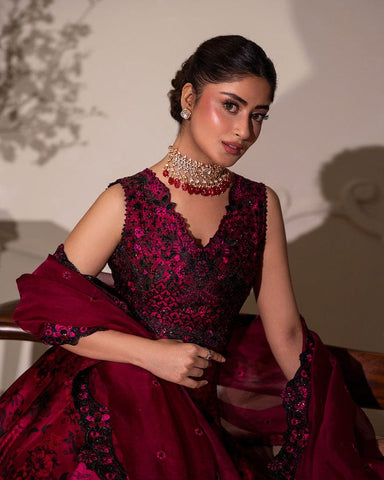 FAIZA SAQLAIN EMBROIDERED LUXURY SILK MAXI
