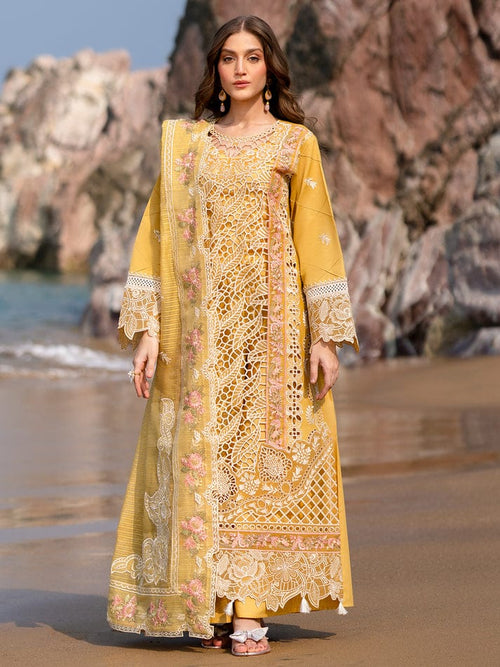 MAHNUR NEW YELLOW EMBROIDERED LUXURY LAWN COLLECTION DHZZ-5034