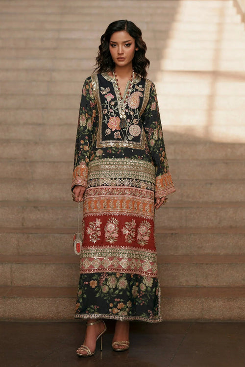 ETHNC NEW 3PC KAAFTAN STYLE SILK PARTY WEAR DEZZ- 289