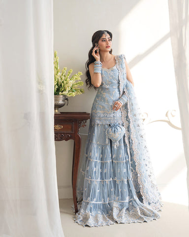 FAIZA SAQLAIN NEW NET PARTY WEAR GHARARA IGEZ-070