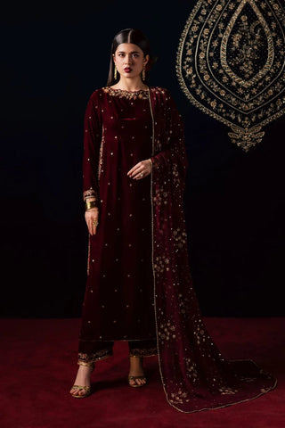 BATIK NEW MAROON VELVET PARTY WEAR