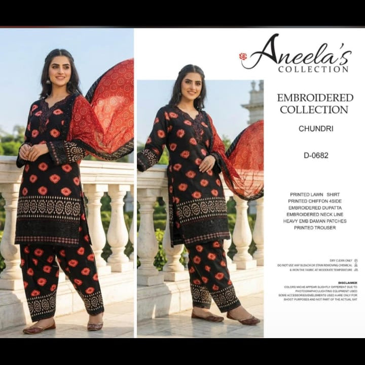 ANEELAS NEW BLACK PRINTED LUXURY LAWN COLLECTION