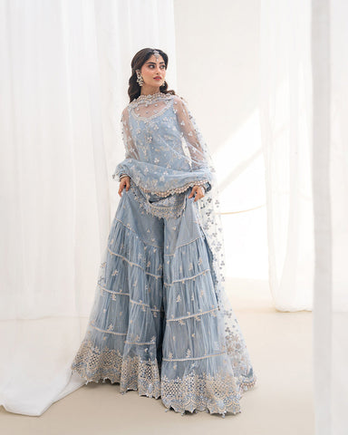 FAIZA SAQLAIN NEW NET PARTY WEAR GHARARA IGEZ-070