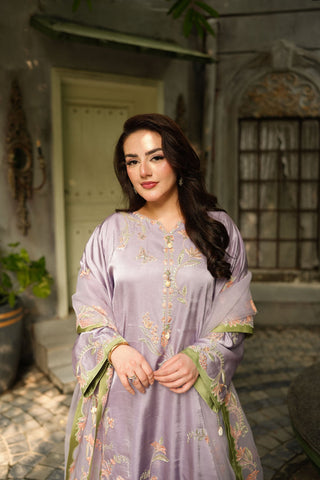 ANEELAS NEW LILAC KAAFTAN SILK PARTY WEAR DEZZ-179
