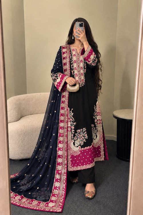 ETHNC NEW BLACK SILK PARTY WEAR EEZZ-177