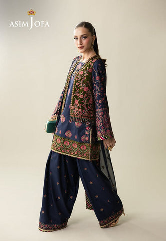 ASIM JOFA NEW BLUE RAW SILK PARTY WEAR