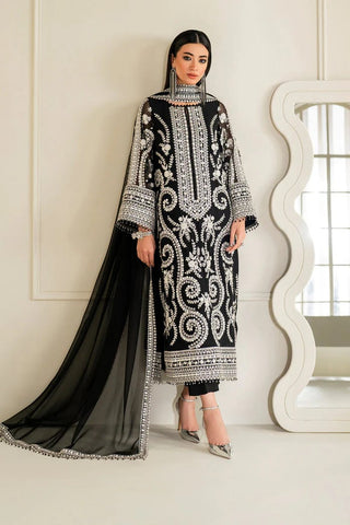 BAROQUE NEW BLACK CHIFFON PARTY WEAR