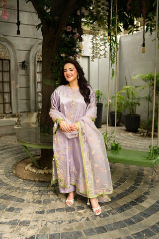 ANEELAS NEW LILAC KAAFTAN SILK PARTY WEAR DEZZ-179