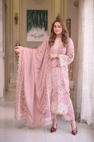 ANEELAS NEW PINK CHICKANKARI LUXURY LAWN COLLECTION