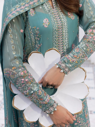 GULAL NEW AQUA CHIFFON PARTY WEAR EZEZ-128