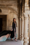 HADIZOUTFIT NEW BLACK SILK KAFTAN PARTY WEAR CBEZ -225