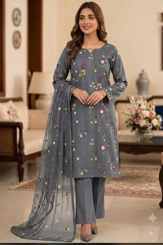 HADIZOUTFIT NEW GREY LUXURY LAWN COLLECTION BFZZ-060