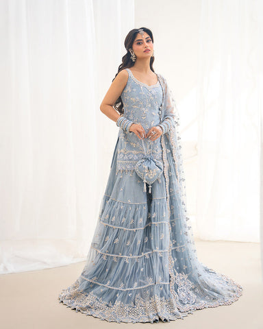 FAIZA SAQLAIN NEW NET PARTY WEAR GHARARA IGEZ-070