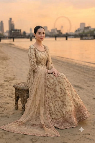 FAIZA SAQLAIN EMBROIDERED LUXURY LAWN MAXI GZZZ -092