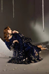 NUREH NEW NAVY BLUE RAW SILK PARTY WEAR