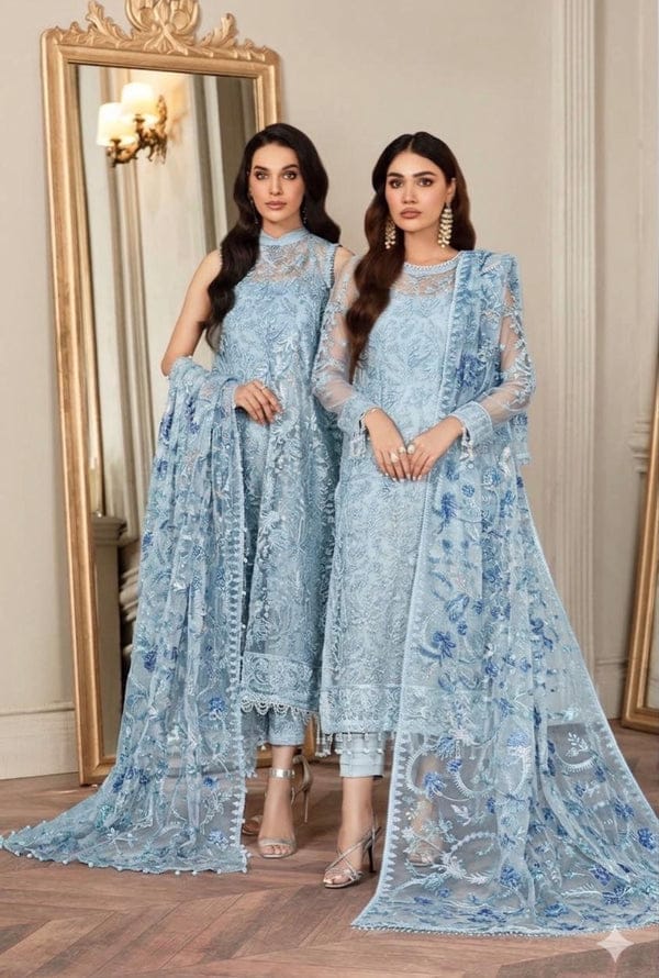 ZARIF NEW SKY BLUE NET FORMAL COLLECTION DHEZ-026