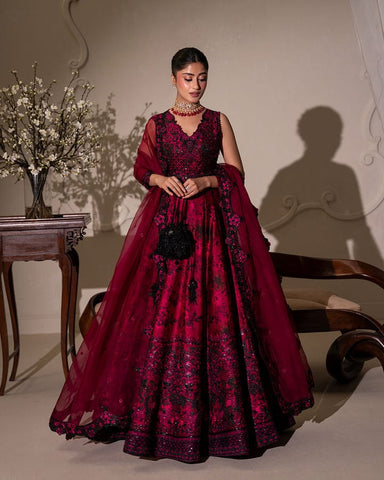 FAIZA SAQLAIN EMBROIDERED LUXURY SILK MAXI