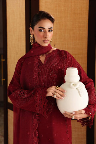 QALAMKAR NEW RED CHIKANKARI LUXURY LAWN COLLECTION