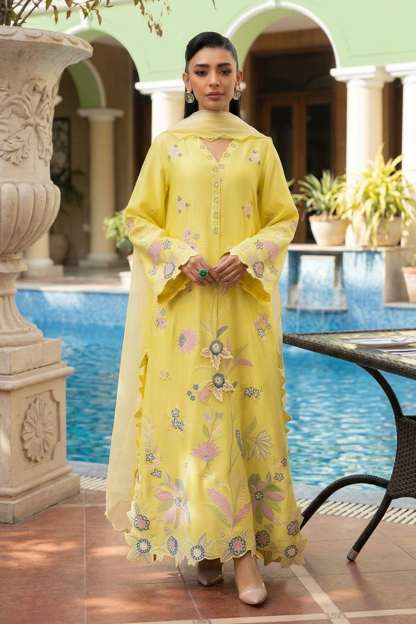 HADIZOUTFIT NEW LEMON KAAFTAN STYLE SILK PARTY WEAR DCEZ-207