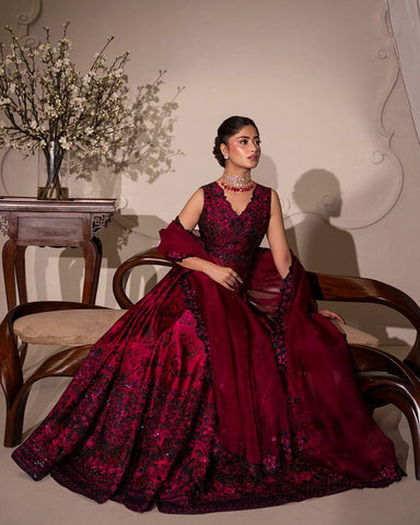 FAIZA SAQLAIN EMBROIDERED LUXURY SILK MAXI